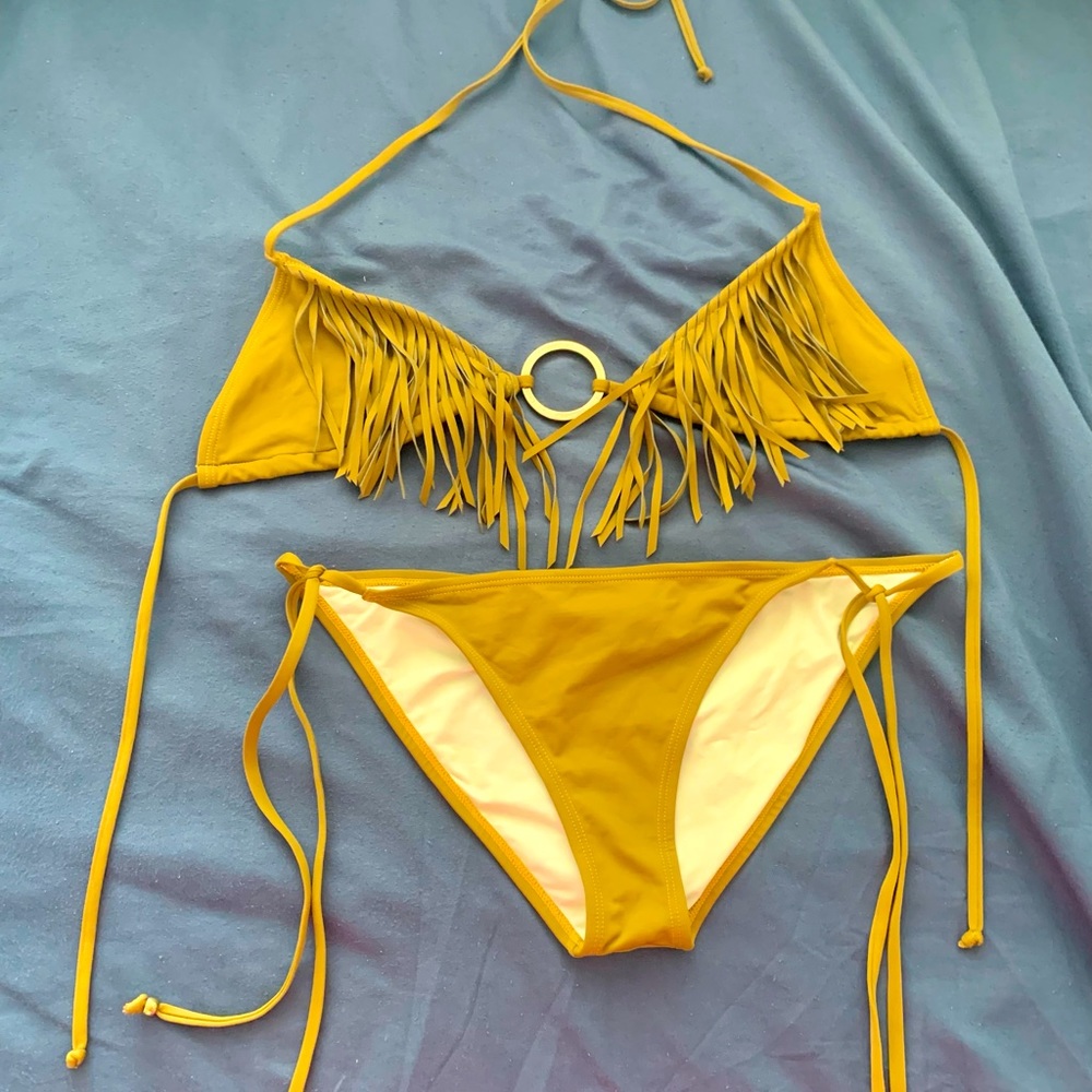 Tan Fringe Bikini